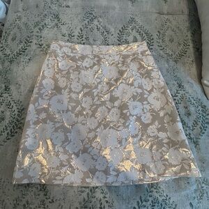 J. Crew White Floral A-Line Skirt